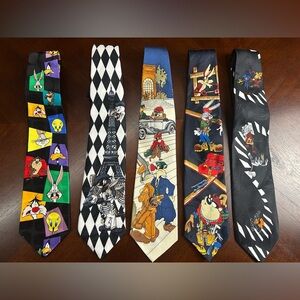 Warner Bros. Cartoon Character Ties - Multicolor Set 5